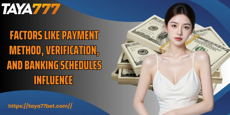 Factors like payment method, verification, and banking schedules influence 